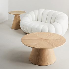 Coffee Table Dalarna, 90 cm, Round, Natural Oak Veneer, lectus