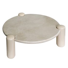 Coffee Table Noemi 86 cm, Light Beige/Marble, Glossy