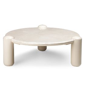 Coffee Table Noemi 86 cm, Light Beige/Marble, Glossy