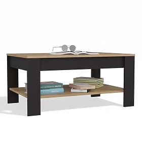 Coffee Table OHIO OAK ARTISAN BLACK Table Shelf for Living Room 93x58x43.5 cm