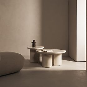 Coffee Table Puro 80 cm, Light Beige, Glossy