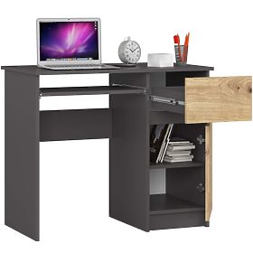 COMPUTER DESK PIKSEL PK GRAY / ARTISAN OAK - RIGHT