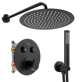 Concealed Shower Set with Thermostat LUNGO Black + BOX