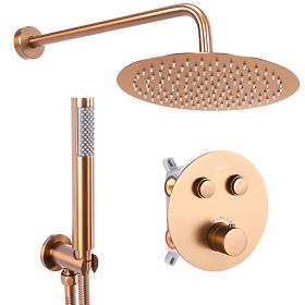 Concealed Shower Set with Thermostat LUNGO Brushed Copper + BOX