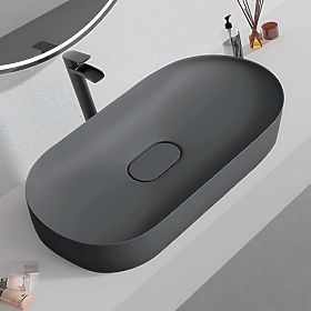 Conglomerate Washbasin IRIS 71 CM Gray Matte, Rea