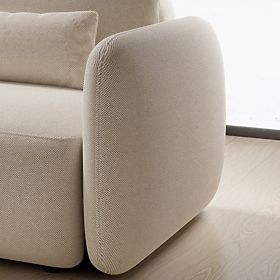 Convertible Corner Sofa Mossa with Storage, Left-Sided, Light Beige, Rounded Shapes