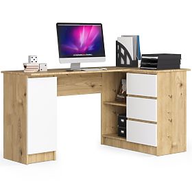 Corner Desk B20 155 cm Right - PK Artisan Oak-White - 3 Drawers