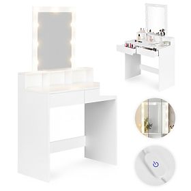 Cosmetic Vanity Table with Mirror and LED Lighting 3 Brightness Settings ModernHome