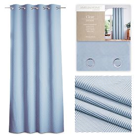 Curtain CLEAR dark blue color with printed boho style classic silver metal eyelets