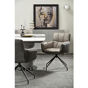 DANCAN Extendable Table, White Marble / Gray / Light Gray / Black (3p=1pc)