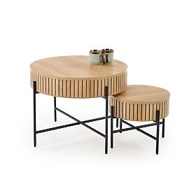 DANTE set of 2 benches, natural/black (1p=1set), Halmar