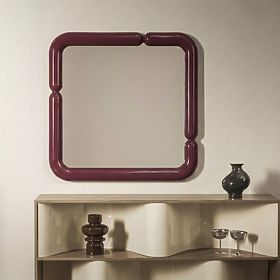 Decorative Hanging Mirror Ava, 90x90 cm, Burgundy Brown, Glossy