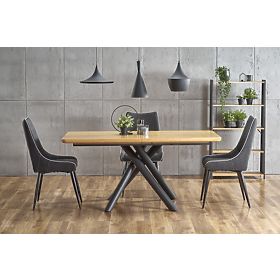 DERRICK extendable table natural oak / black (2p=1pc), Halmar