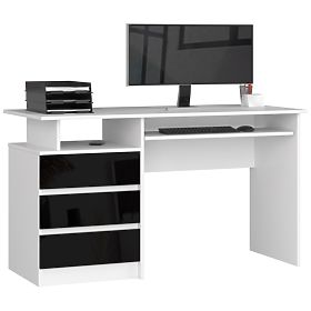DESK CLP 135cm PK WHITE / BLACK GLOSS