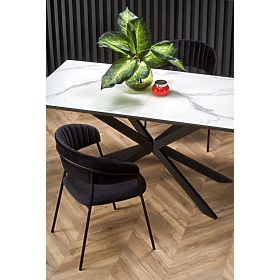 DIESEL extendable table top - white marble / dark gray, legs - black (2p=1pc), Halmar