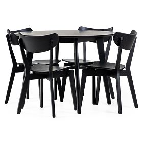 Dining Set Roxby Black Table and Four Chairs