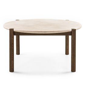 Dining Table Bruna, 150 cm, Round, Mocha Oak/Cream Marble, lectus