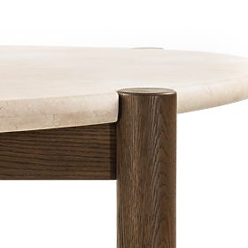 Dining Table Bruna, 150 cm, Round, Mocha Oak/Cream Marble, lectus