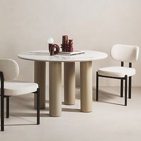 Dining Table Kairo 120 cm, Round, Dark Beige, Marble