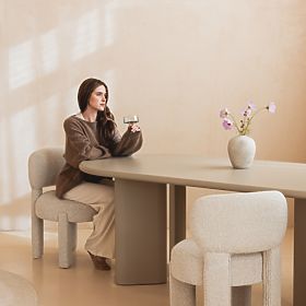 Dining Table Lima 220 cm, Dark Beige, Oval