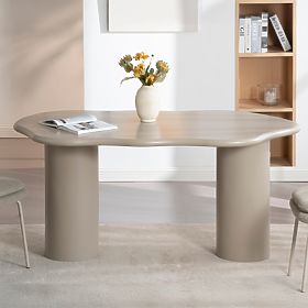 Dining Table Muse 160 cm, Dark Beige, Rounded Shapes