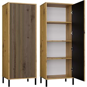 Display Cabinet KAMARO 1DD SLIM OAK ARTISAN Slatted Front Panel