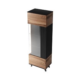 Display Cabinet RANDOM W-1 - Wotan Oak/Black, Halmar