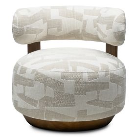 Dolce Relaxation Chair, Rounded Shapes, Beige/Cream, Walnut