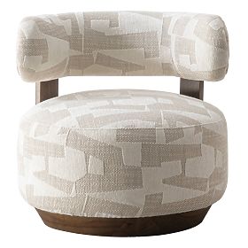 Dolce Relaxation Chair, Rounded Shapes, Beige/Cream, Walnut, lectus