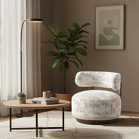 Dolce Relaxation Chair, Rounded Shapes, Beige/Cream, Walnut, lectus