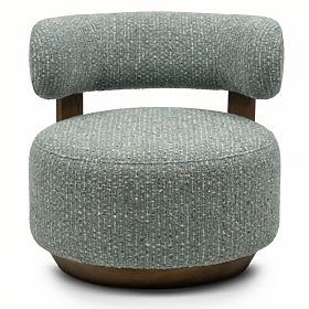 Dolce Relaxation Chair, Rounded Shapes, Blue-Beige/Walnut