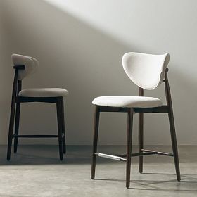 Domenico Bar Stool Beige/Walnut