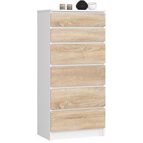 DRESSER K60 6 DRAWERS CLP PK WHITE / SONOMA