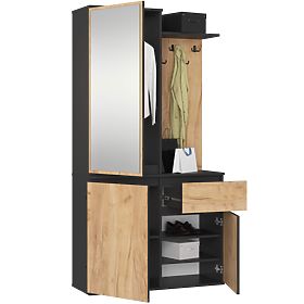 ENTRO PK BLACK / CRAFT OAK HALLWAY FURNITURE SET