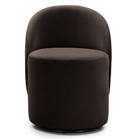 Enzo Swivel Chair, Rounded Shapes, Chocolate/Espresso, Velvet