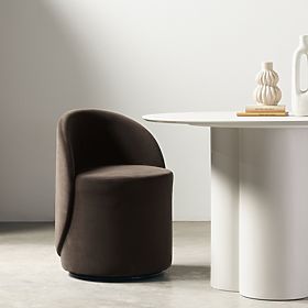 Enzo Swivel Chair, Rounded Shapes, Chocolate/Espresso, Velvet