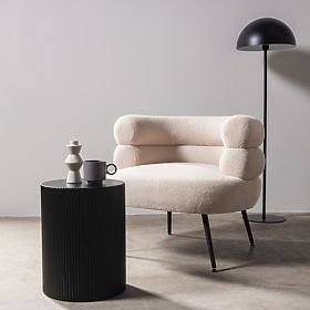 Ermanno Side Table, 35 cm, Black, Ribbed