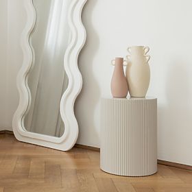 Ermanno Side Table, 35 cm, Gray-Beige, Grooved, lectus