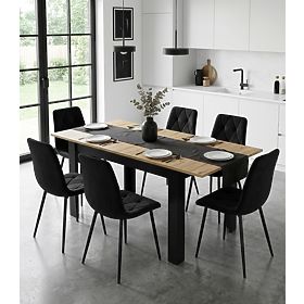 Extendable Rectangular Table 120-160x80 cm for Kitchen Dining Room for 4-6 People Oak Artisan, LEOBERT