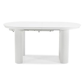 Extendable Table Audrey 160-240 cm, Oval, White, with Grooving, Rounded Shapes, lectus