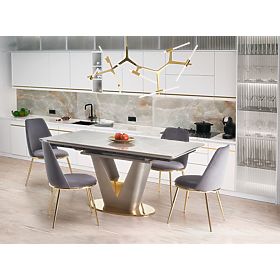 Extendable Table VALENTINO Light Gray/Gold