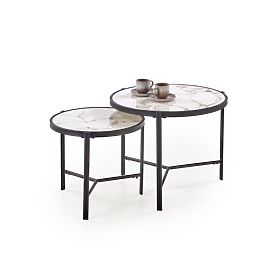 FATIMA set of 2 benches, white marble / black (1p=1pc)