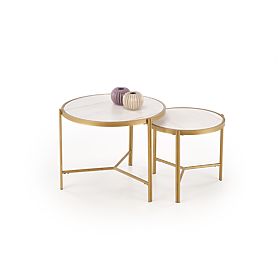 FATIMA set of 2 tables, white marble / gold (1p=1pc), Halmar