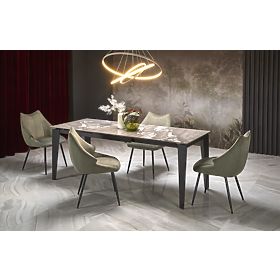 FELIX extendable table, top - gray marble, legs - black (2p=1pc), Halmar