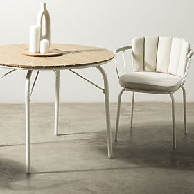 Fioli Round Garden Table 100 cm, Acacia Wood FSC, White