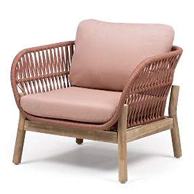 Fiorentino Garden Furniture Set Teak Look, Weave, Light Acacia Wood FSC, Terracotta, Rounded