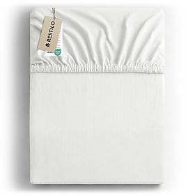 Fitted Sheet AMBER color white classic style material jersey 220-240x220 DecoKing