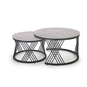 FLAMINGO Set of 2 Tables, Ash Marble/Black (2p=1pc)