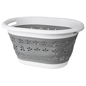 Foldable Oval Bowl 50 x 37 cm White-Grey OVAL COMPACT 25L