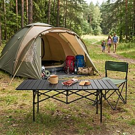 Folding Camping Table 120x55 cm with Bag Black MultiGarden